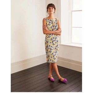 NWT Boden Heather Dress Sheath Midi Textured Floral 8L Preppy Twee Cottagecore